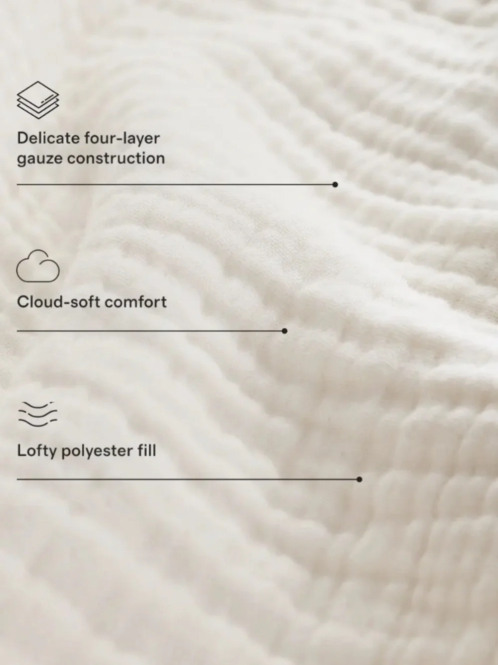 new Organic Cotton Gauze Dream Quilt white queen standard
